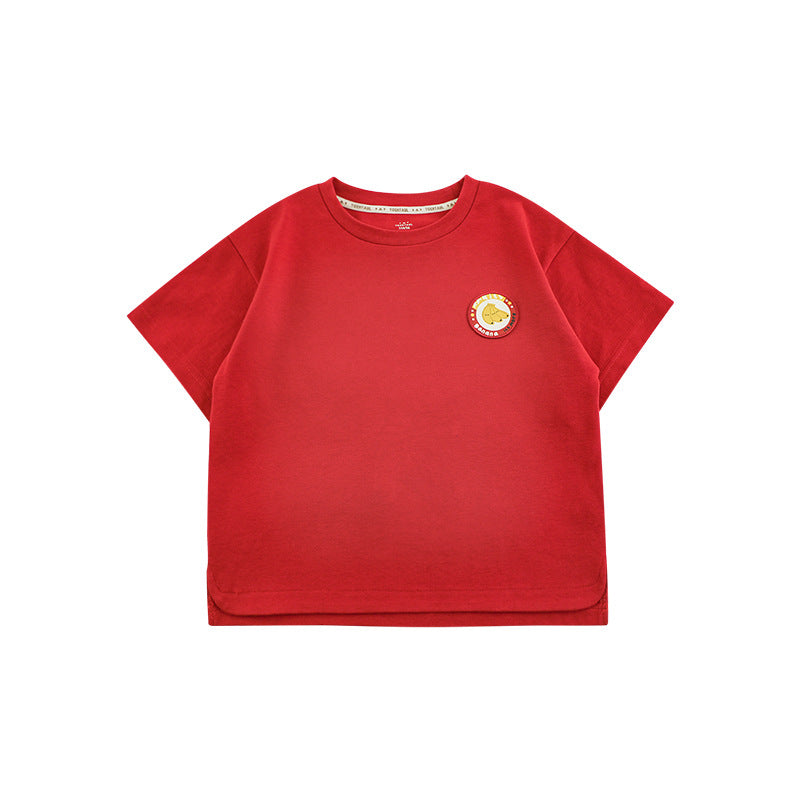 Wu Boy's Summer Fruit Short-sleeved Round Neck Loose Casual Children's T-shirt