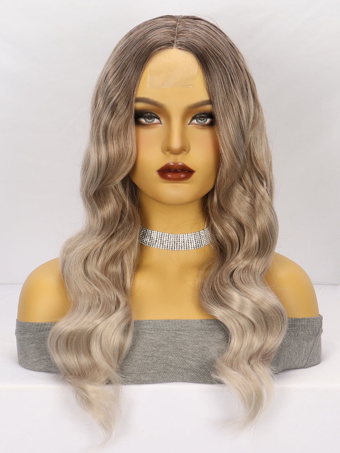 Women's Brown Straight Hair Big Wave Curly Chemical Fiber Front Wig Long Curls