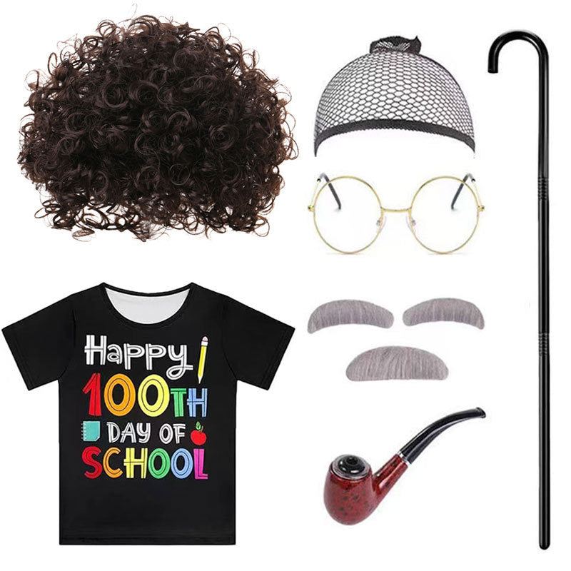 Cool Graceful Grandpa School Clothing Set Cos Wig