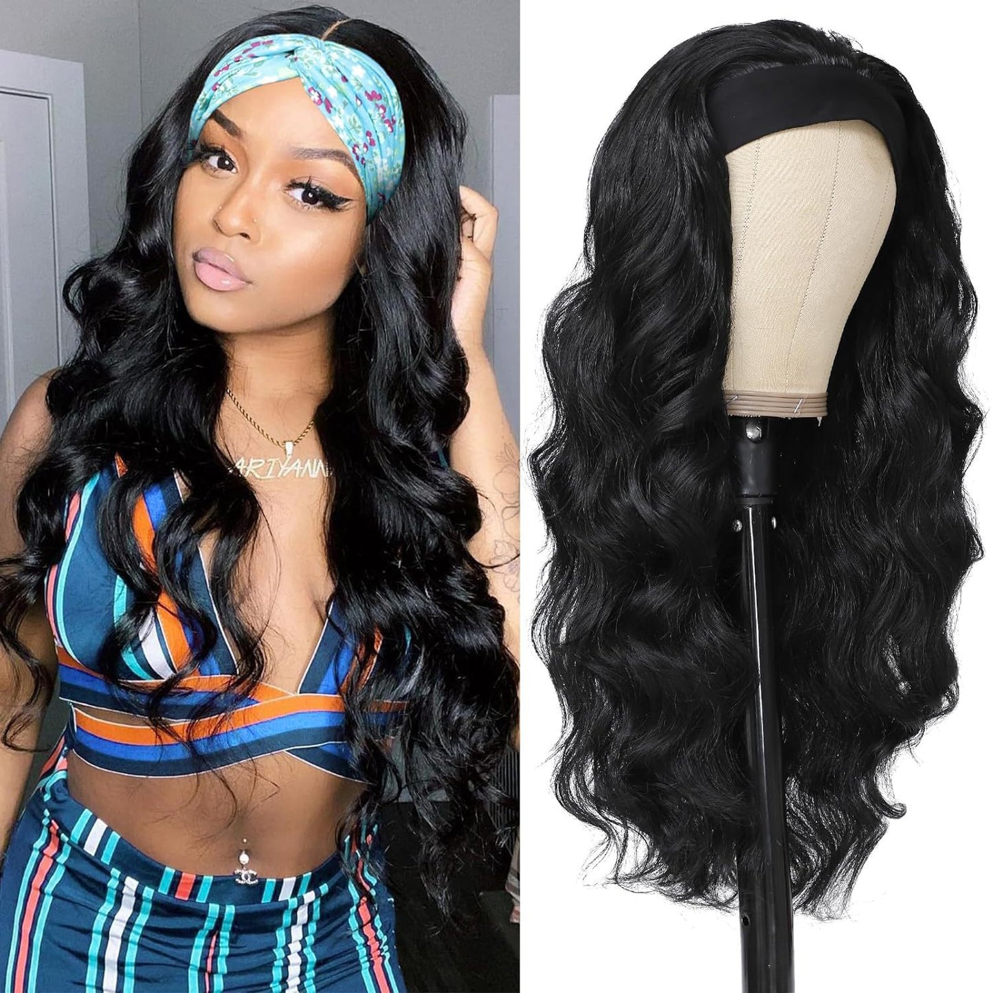 Women's African Ice Ribbon Black Big Wave Curly Hair Wig Long Curls
