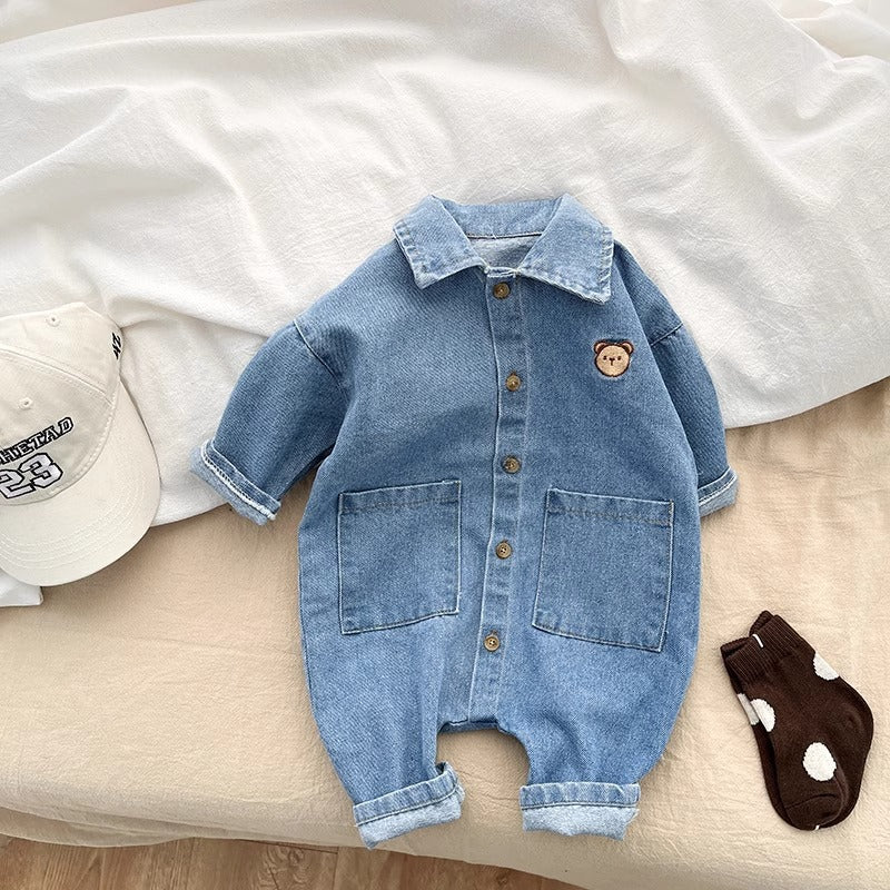Women's & Men's Jumpsuit Denim Bear Infant Going Out Jumpsuit, Climbing Suit