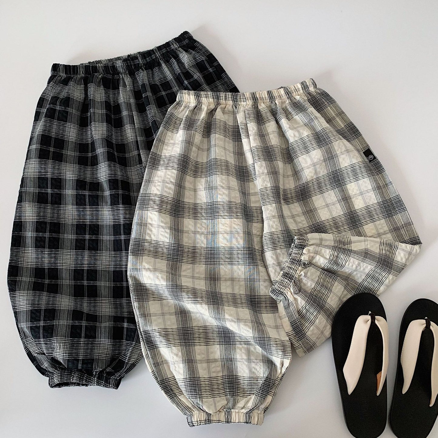 Children's Boy's Summer Korean Style Loose Thin Plaid Trousers Boy Children's Pants