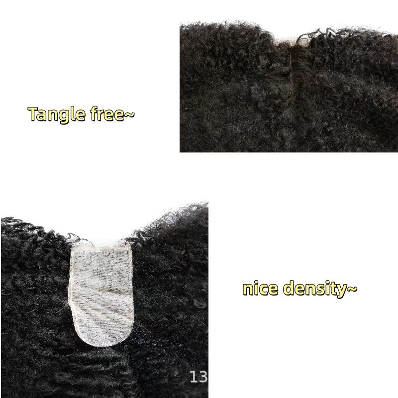 Protein Silk Weft Piece African Long Roll Wig Short Curly Hair