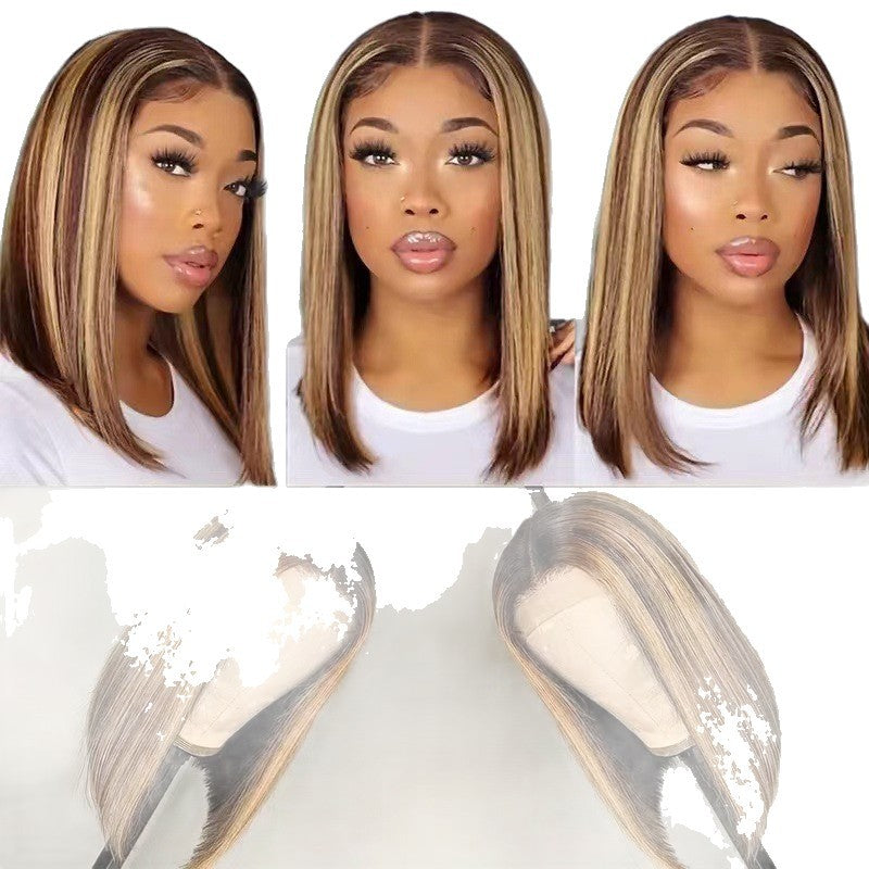 Female Black Short Straight Hair Center Parting Synthetic Wigs Various Other Wig