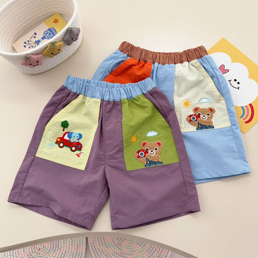 Boys Pocket Summer Cartoon Taking Picture Children's Pants