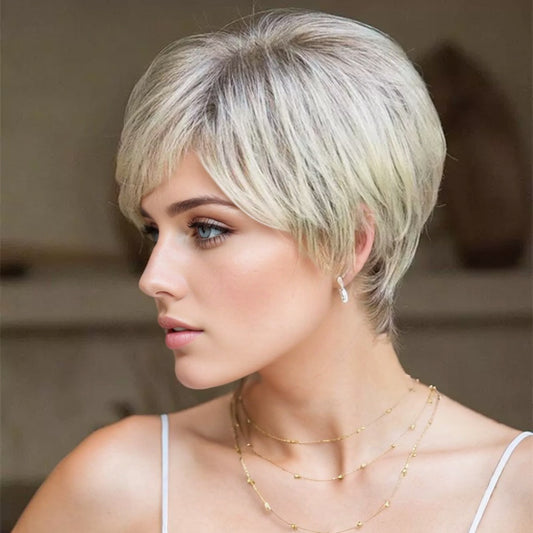 Women's Fashion Rose Net Synthetic Wigs Wig Short Straight Hair