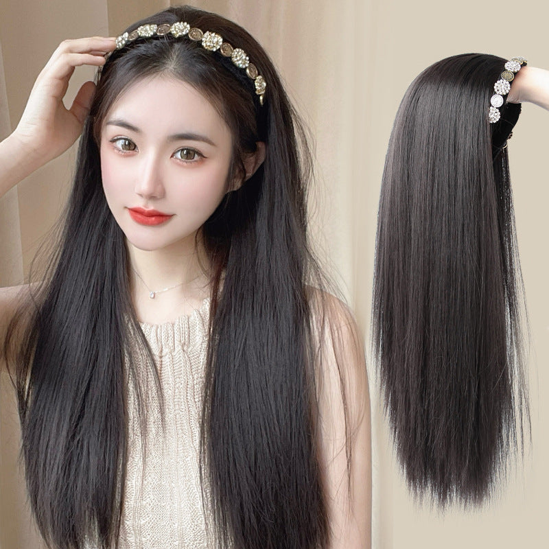 Half Headgear Long Hair U-shaped Seamless Other Wig