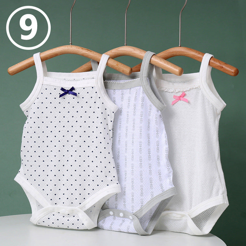 Summer Sling Pure Cotton Class Clothes For Babies One-piece Crawling Jumpsuit, Climbing Suit