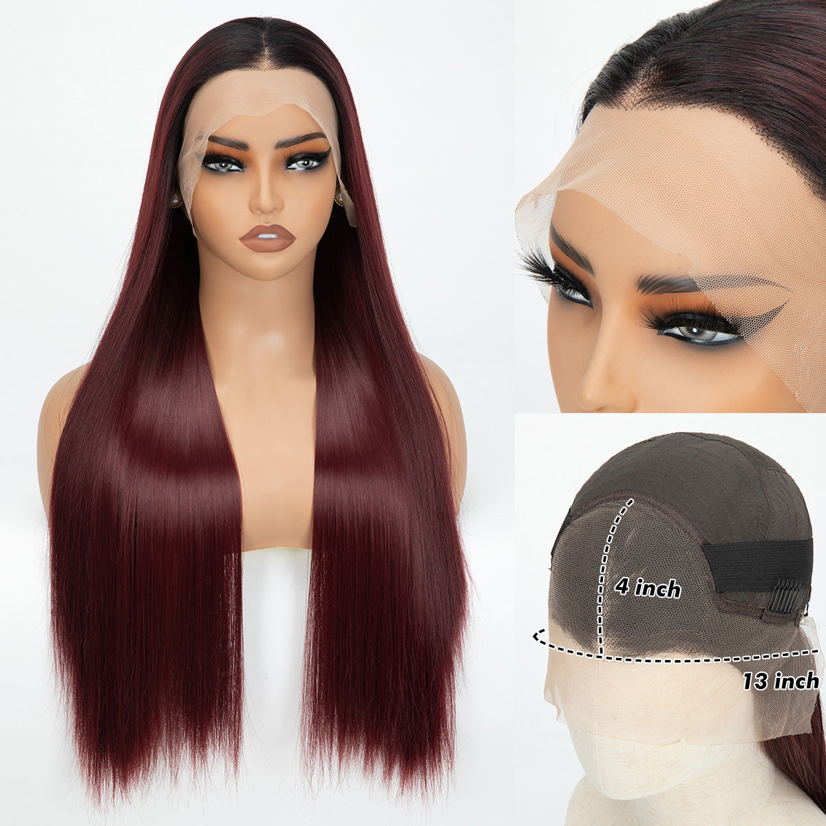 Forehead Lace Headband Hand-woven Long Curly Hair Black Other Wig