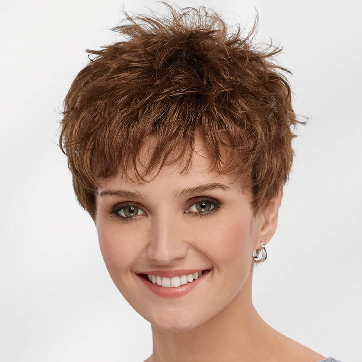Women's Granny Grey Fluffy Natural Fashion Headgear Wig Short Curly Hair