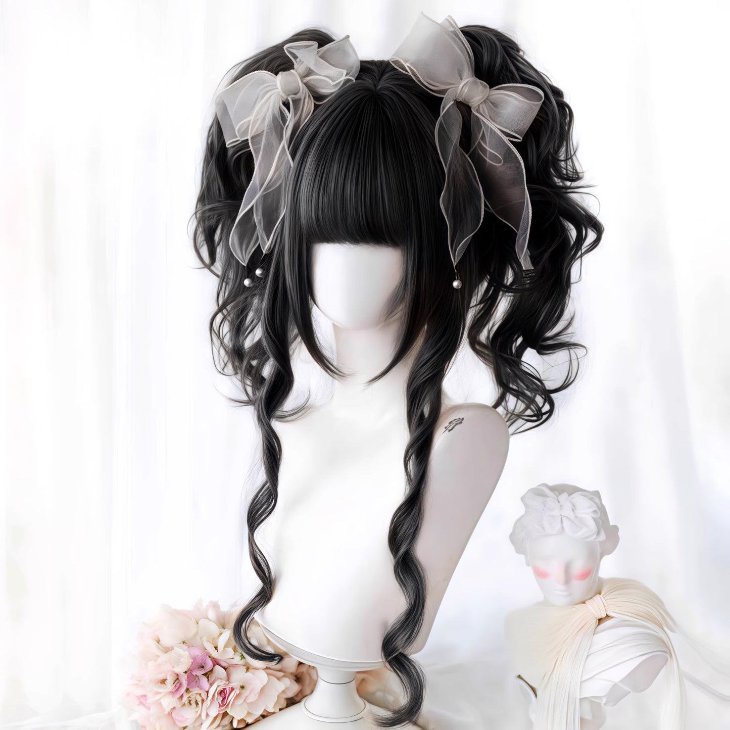 Collection Ancient Breakfast Double Ponytail Jaws Clamp Daily Retro Wig Long Curls