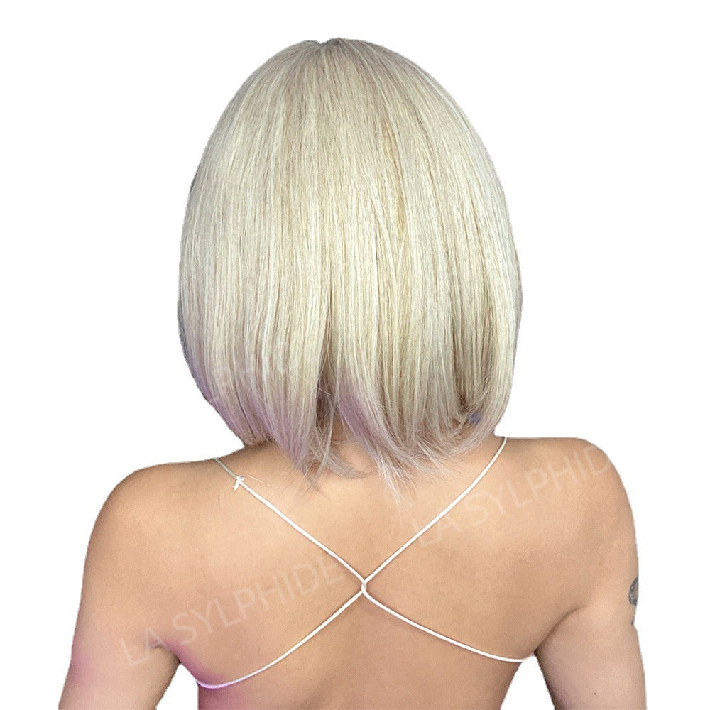 Women's Fashion Short Golden Style Natural Simulation Real Hair Wig