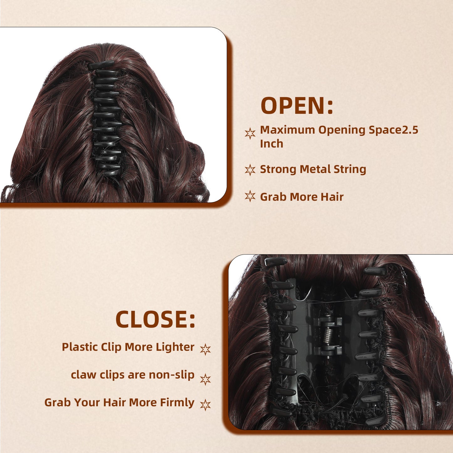 Tiger Mouth Grip Short Big Wave Wig Ponytail