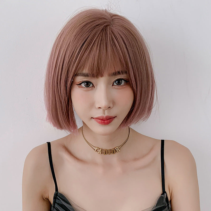 Women's Air Bangs Fluffy Pink Personality Ear Wig Short Straight Hair