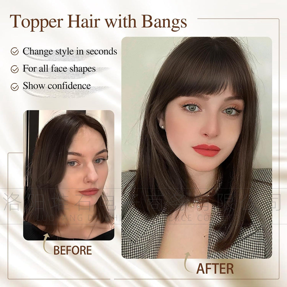 Women's Natural Lightweight Breathable Cover Gray Hair Invisible Seamless Fluffy Artificial Wig