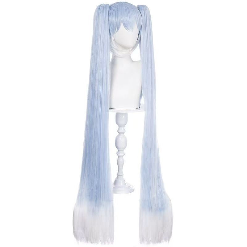 Two-dimensional Future Lake Water Green Color Pink Double Ponytail Cos Wig