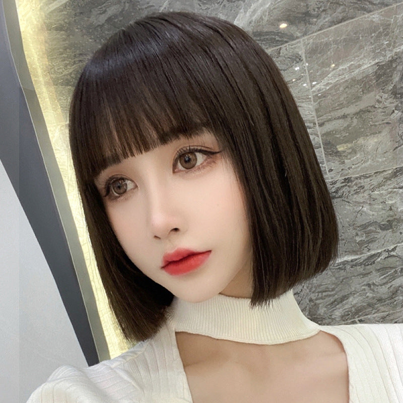 Women's One Size Fits All Human Short Comic Bangs Real Hair Wig