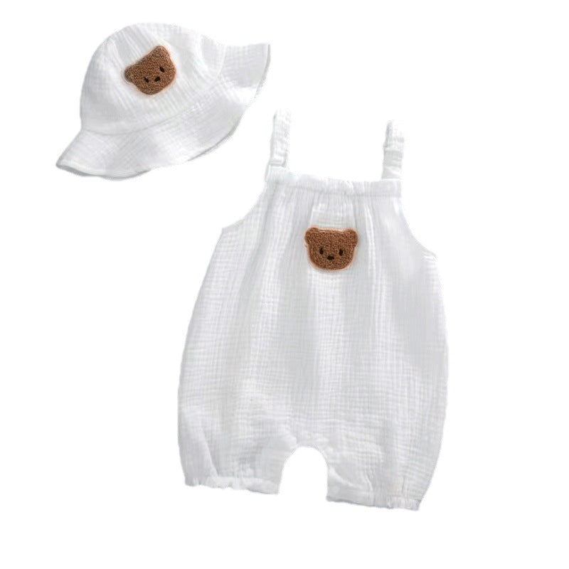 Pure Cotton Yarn Cloth Summer Thin Romper Clothes Breathable Born Jumpsuit, Climbing Suit