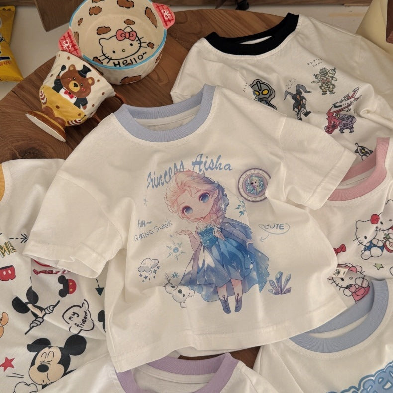 Children's Cute Summer Boys Woven Clothing Hand-held Children's T-shirt