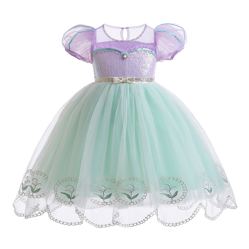 Summer Mermaid Umbrella Princess Trendy Mesh Cake Halloween Performance Children's Dress