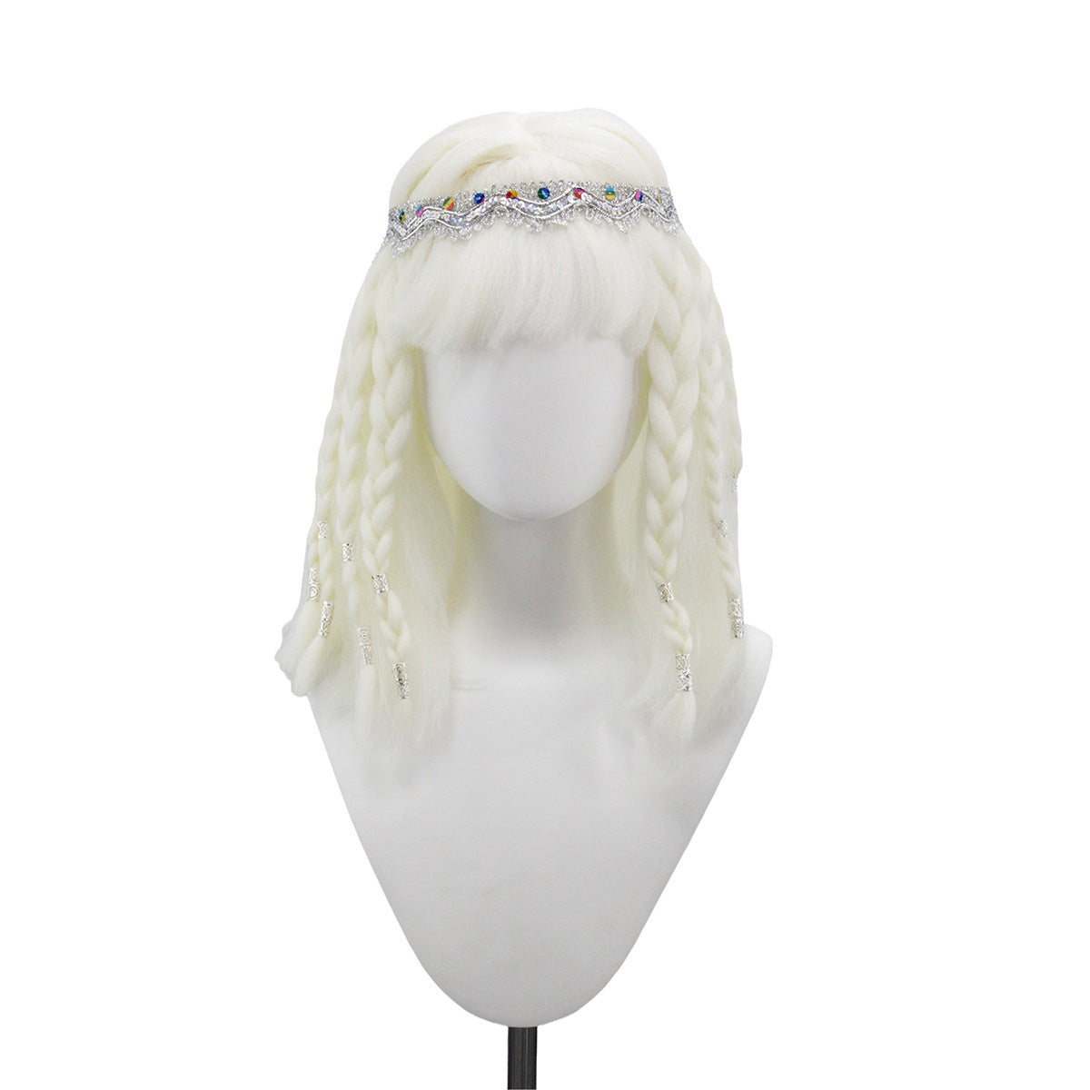 Anime Dress-up Golden Beads Straight Bangs Short Braid Egyptian Cos Wig