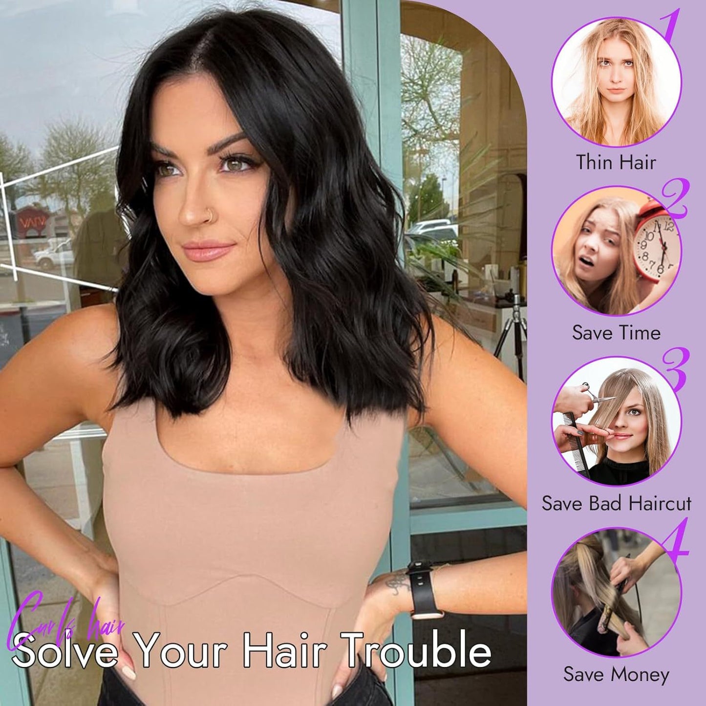 Small Lace Synthetic Wigs Water Ripple Wig Short Curly Hair