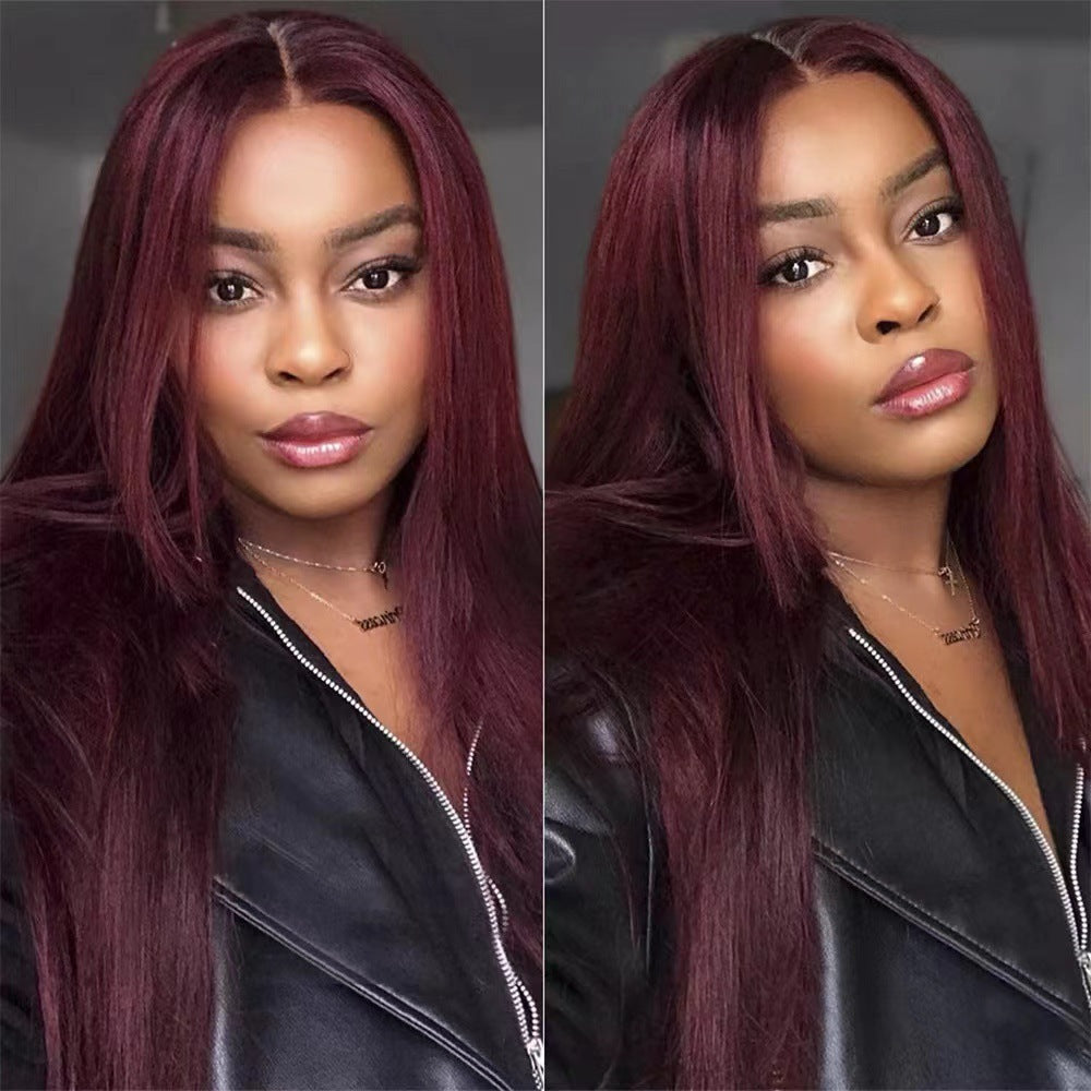 Women's Lace Hair Dark Brown Fiber Synthetic Long Straight Wig