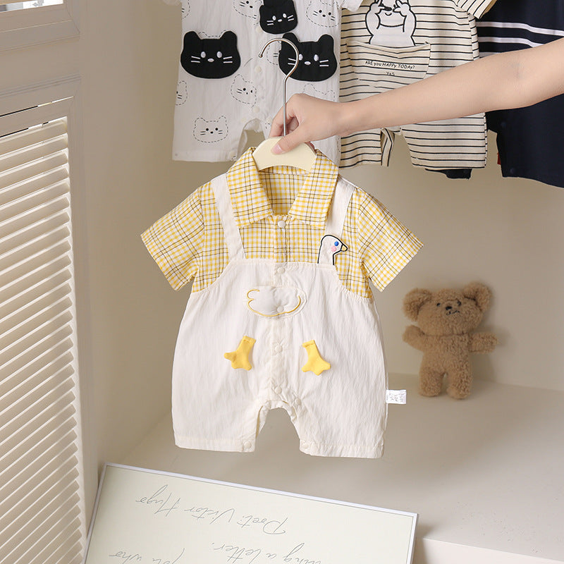 Moon Short Sleeves For Infants Jumpsuit Born Shirt Fake Two-piece Jumpsuit, Climbing Suit