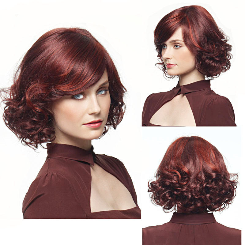 Women's Chemical Fiber Rose Net Fashion Wig Short Curly Hair