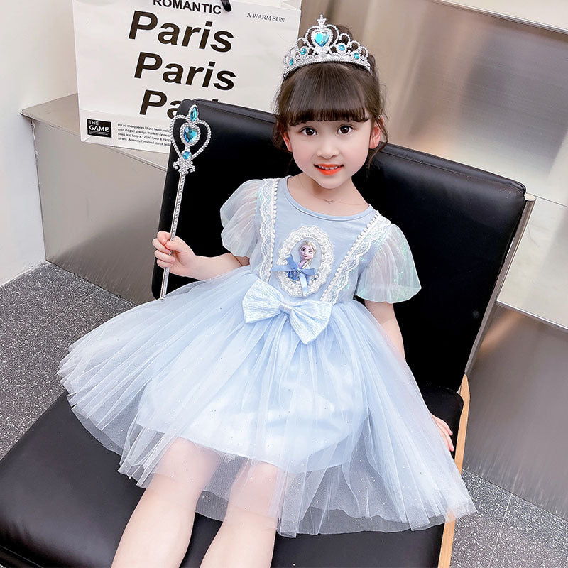 Summer Short Sleeve Princess Little Elsa Frozen Children's Dress