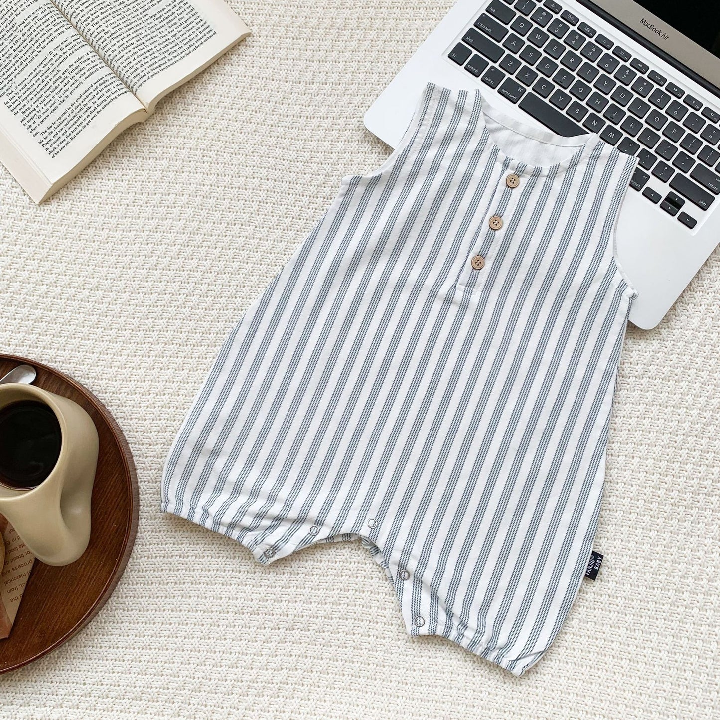 Romper Summer Born Boys Sleeveless Striped Jumpsuit, Climbing Suit