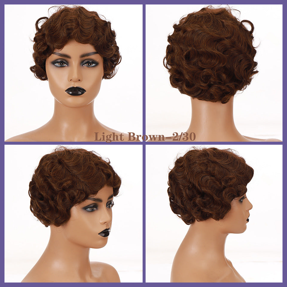 Women's Water Ripple Head Cover For Fiber Wig Short Curly Hair