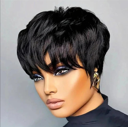 Wave Pixie Cut Brazilian Remy Human Wig Short Straight Hair