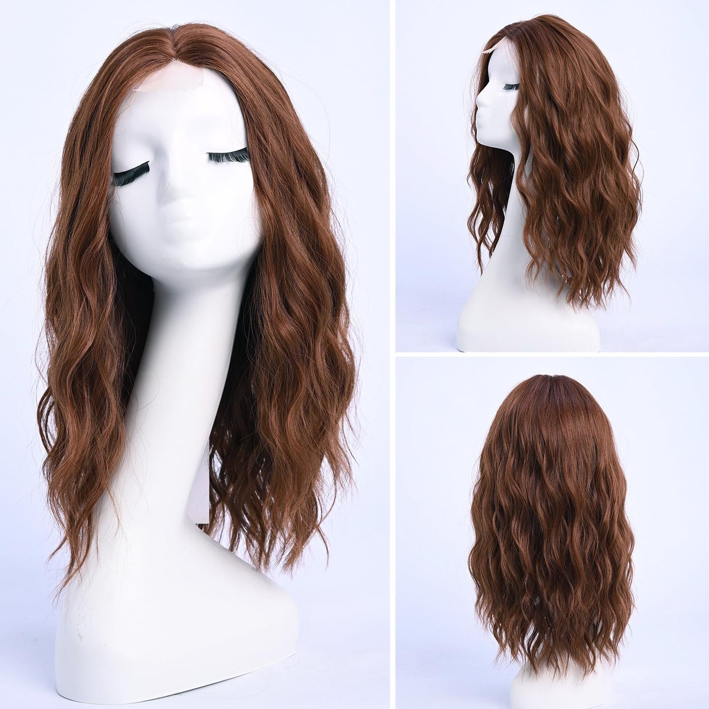 Medium Gradient Golden Curly Hair Female Big Wave Wig Long Curls