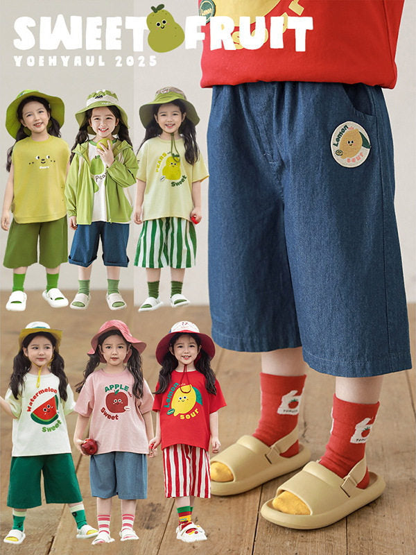 Children's Cartoon Fruit Embroidery Shorts Summer Western Style Cute Children's Pants