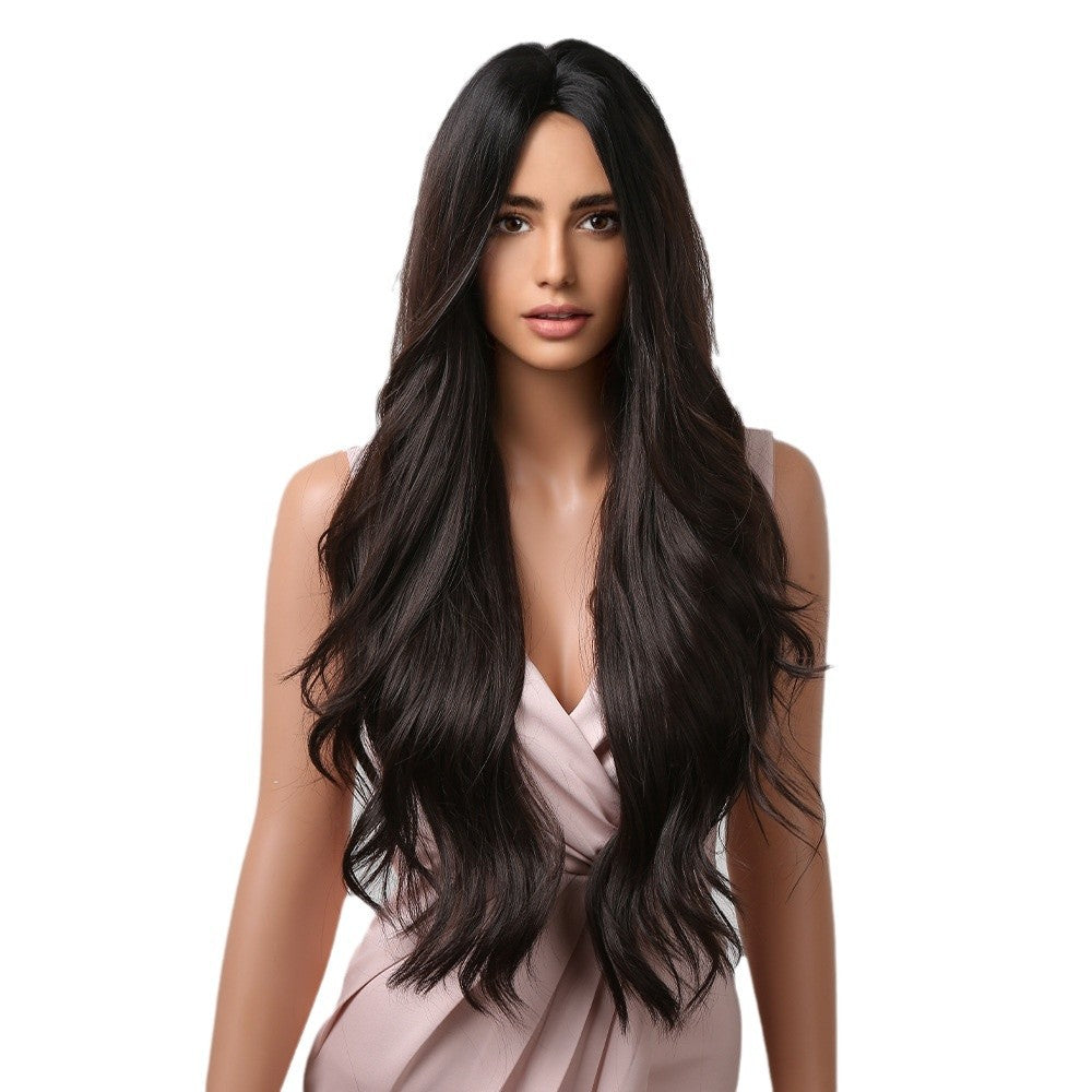 Female Natural Big Wave Curly Hair Simulation Full Human Fashion Wig Long Curls