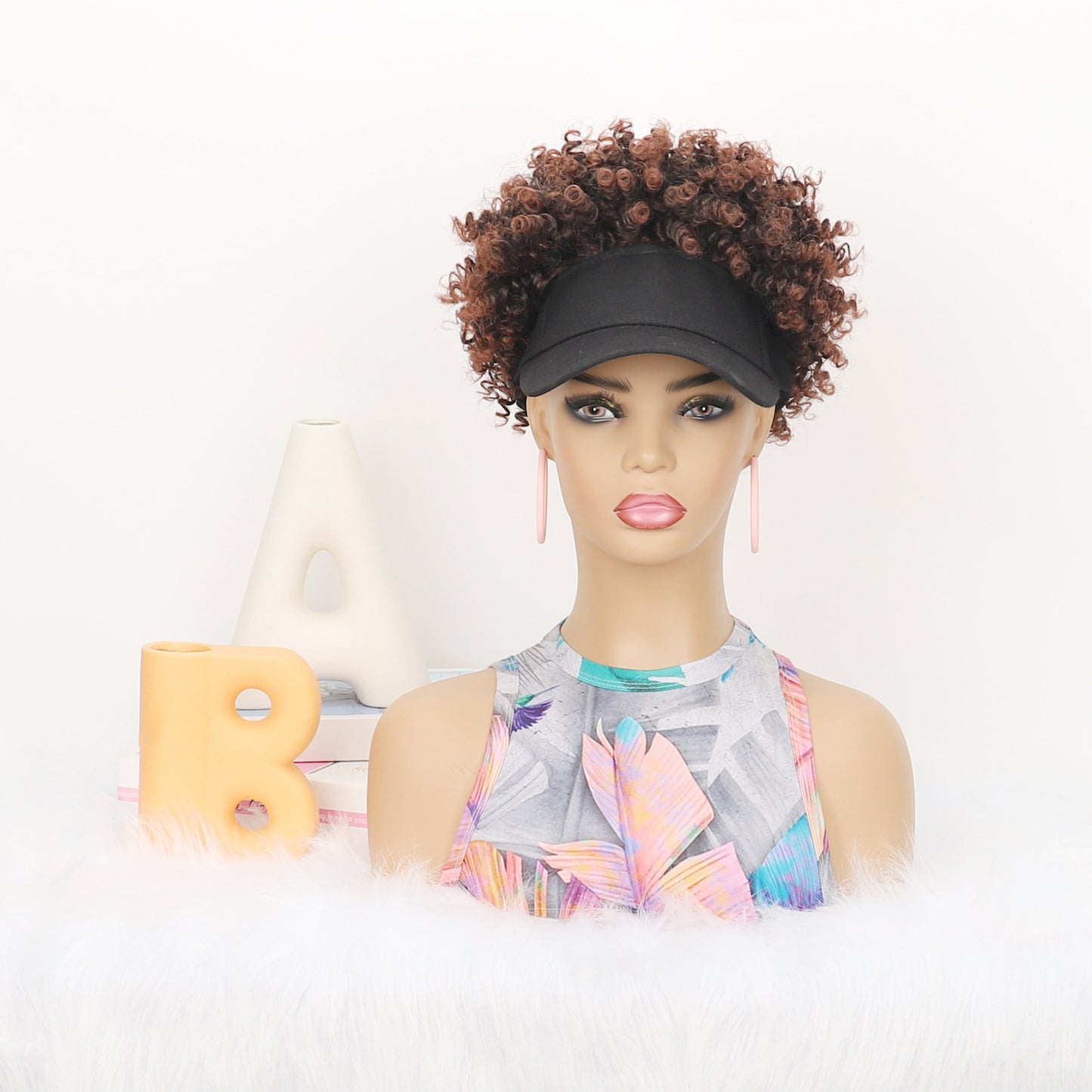Women's Hat Small Roll Head Cover Screw Spring Wig Short Curly Hair