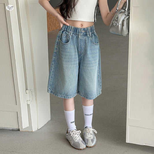 Children's Thin Denim Medium Large Back Pocket Children's Pants