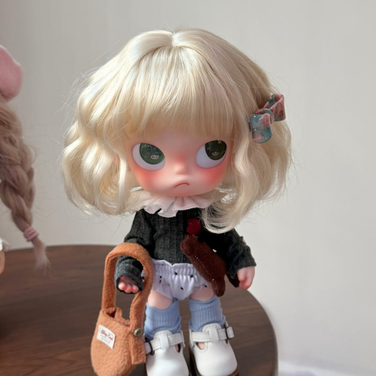 Ga Zi Doll Points Water Corrugated Milk Tea Brown Head Cos Wig