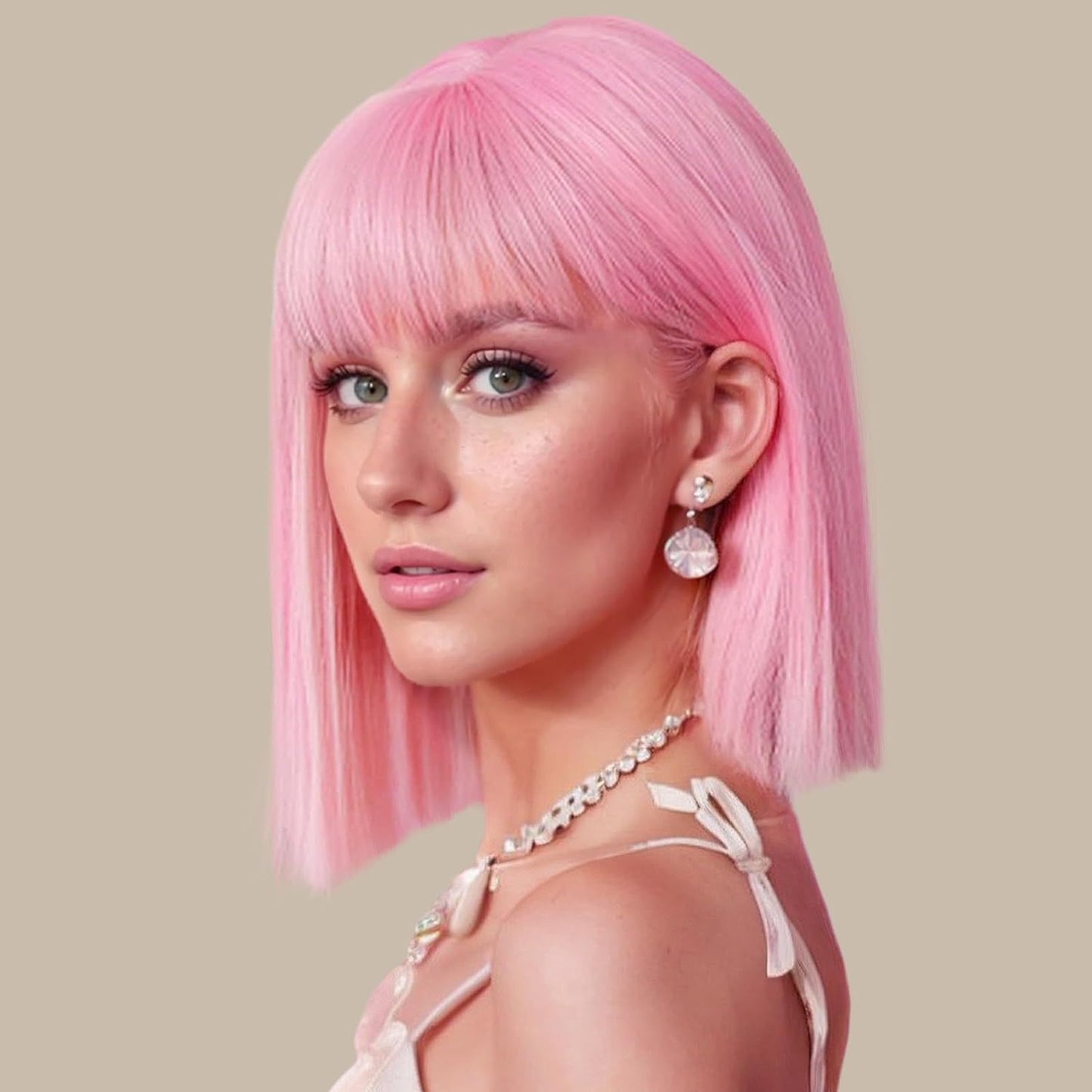 Women's Bangs Fiber Head Cover Optional Wig Short Straight Hair