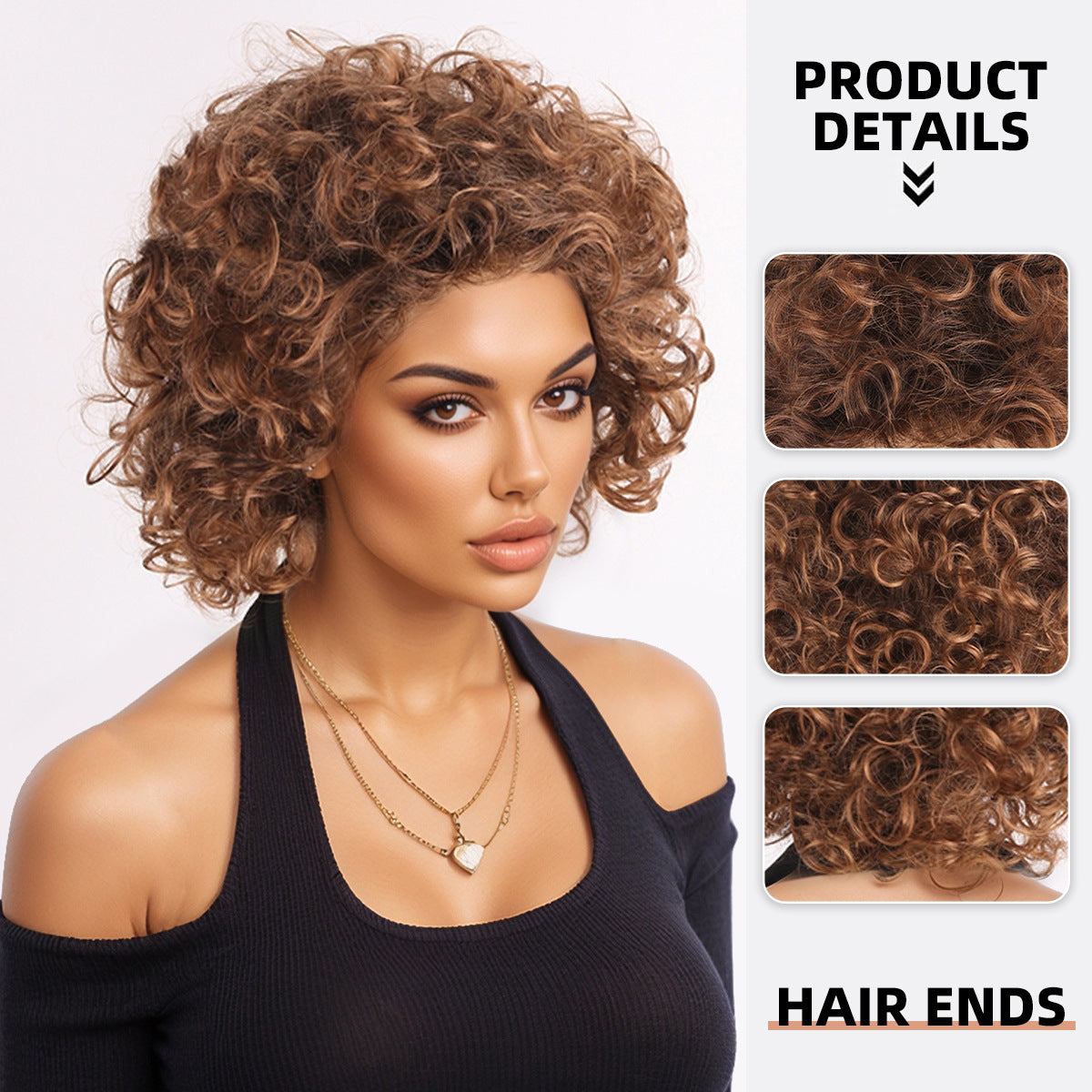 Women's Hair African Small Volume Fluffy Fashion Wig Long Curls