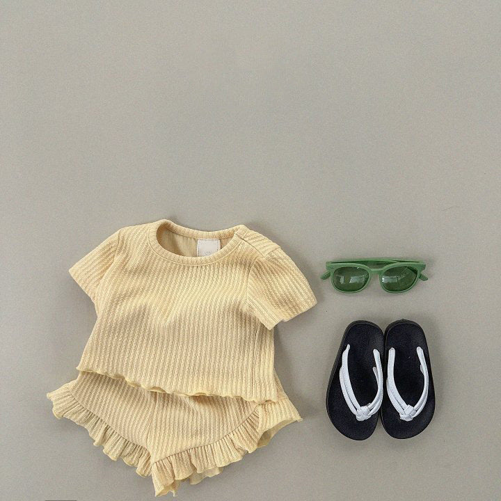 Children's Korean Style Clothing Thin Lace Short Sleeve Children's Suit