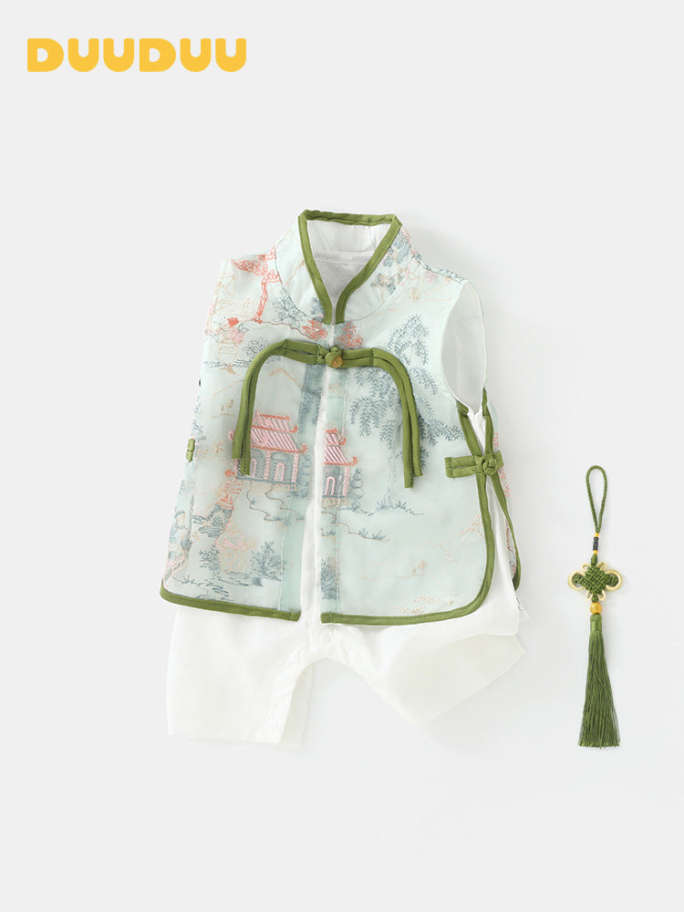 Spring Summer Thin One Month Old Clothes Chinese Jumpsuit, Climbing Suit