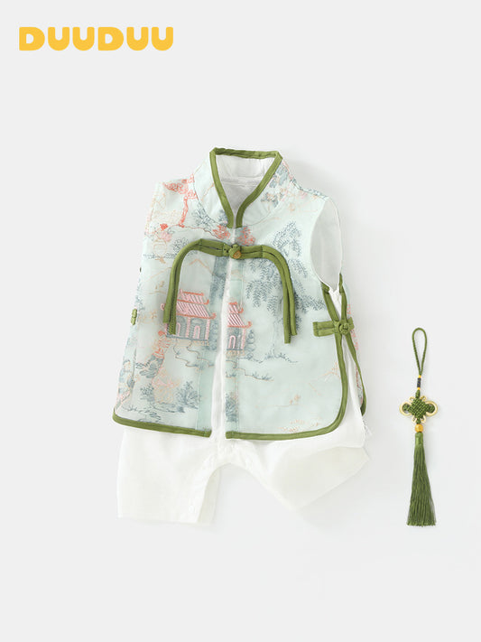 Spring Summer Thin One Month Old Clothes Chinese Jumpsuit, Climbing Suit