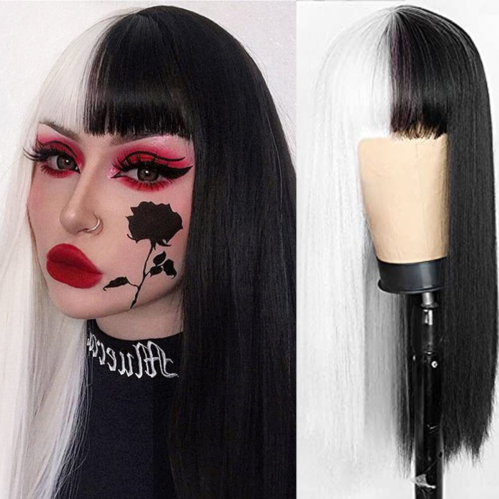 Women's Colorful Bangs Hair Chemical Fiber Long Straight Wig
