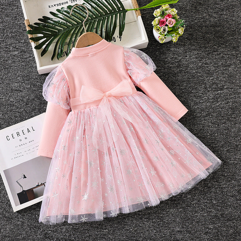 Autumn Frozen Western Style Aisha Princess Long Sleeve Tulle Children's Dress