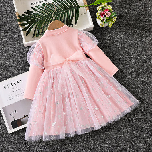 Autumn Frozen Western Style Aisha Princess Long Sleeve Tulle Children's Dress