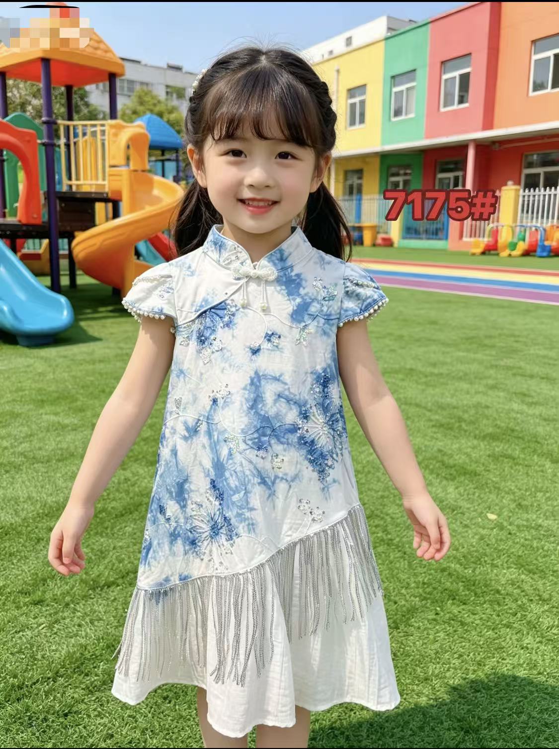 Summer Chinese Style Ethnic Radix Plant Handmade Western Frog Button Children's Dress