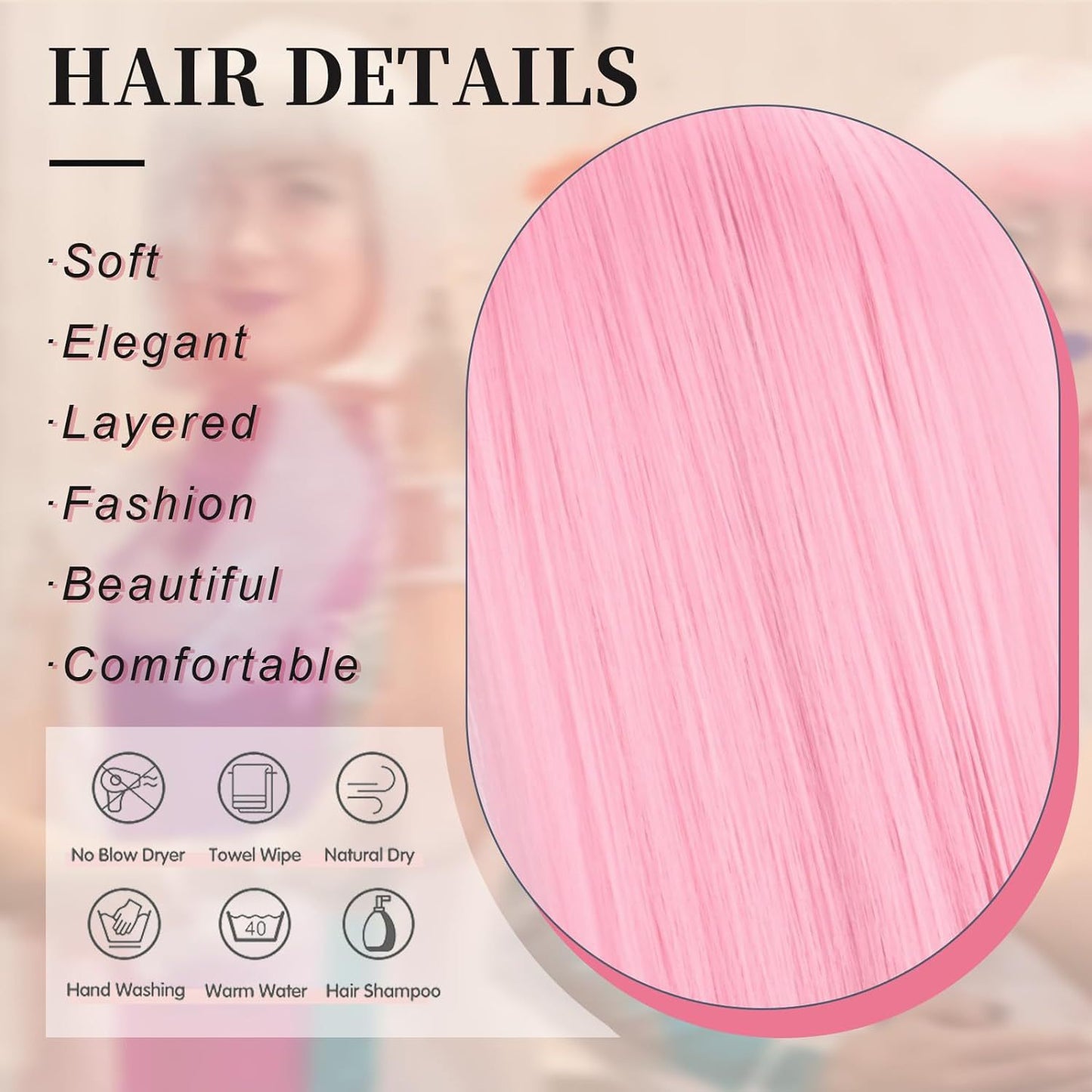 Women's Bangs Fiber Head Cover Optional Wig Short Straight Hair