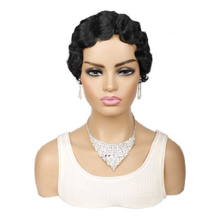 Head Cover Water Wave Synthetic Wigs Wig Short Curly Hair